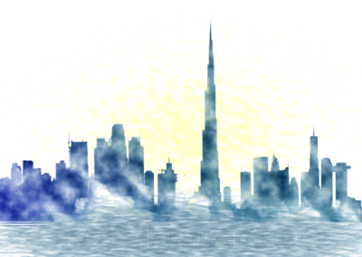 Burj Kalifa Watercolor Skyline